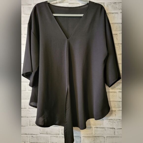 Women's black wing sleeved tie blouse size L, New! - Picture 5 of 7